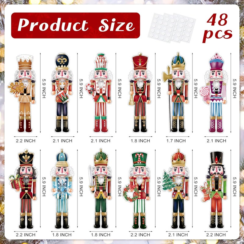 TREWAVE 48 Pcs Christmas Nutcracker Cutouts Christmas Bulletin Board Decorations Classroom Winter Holiday Cut-Outs Decor Home School Christmas Stickers for Wall Window Blackboard - Image 2
